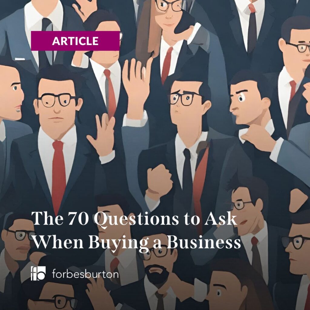 lots of businessmen with due diligence questions to ask when buying a business